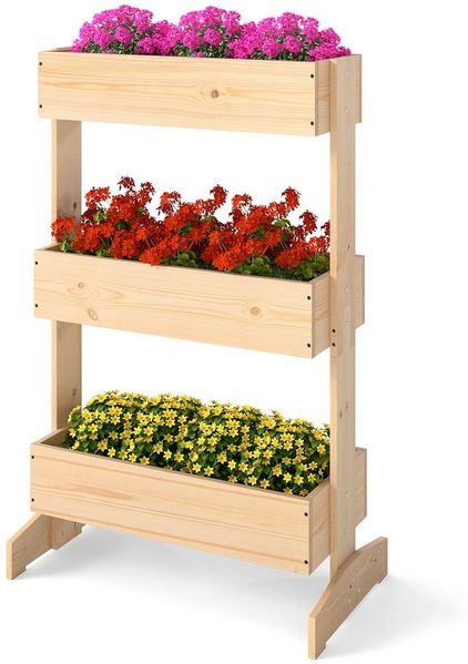 COSTWAY Blumenkasten (1 St), mit 3 Etagen, Blumentreppe, Hochbeet, 69x39x109cm