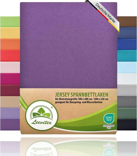 leevitex® Spannbettlaken Spannbettlaken Boxspringbett & Wasserbett Spannbettlaken 150 g/m², Gummizug: rundum, Mako-Baumwolle, ÖkoTex, 180x200 – 200x220 cm + 40 cm Steg Bild 2
