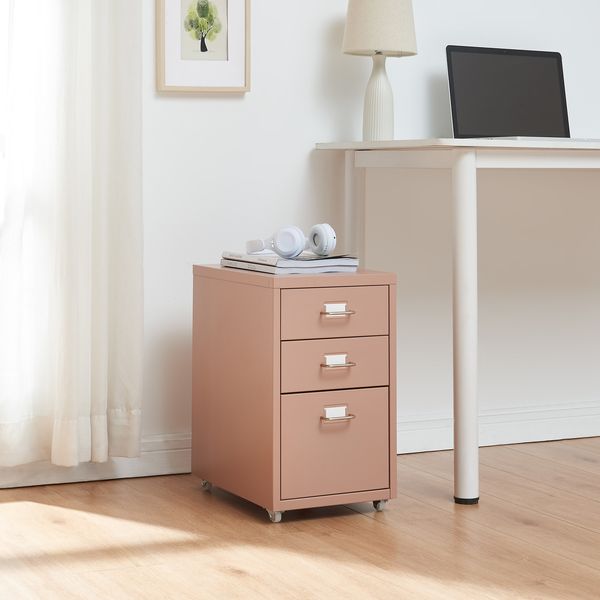 Rollcontainer Kökar mit 3 Schubladen 48x28x41 cm Hellbraun [en. casa]