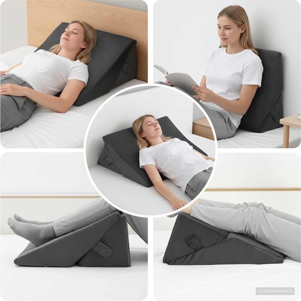vidaXL Keil Kopfkissen Grau 55 x 55 x 26 cm Viscoschaum 42020241