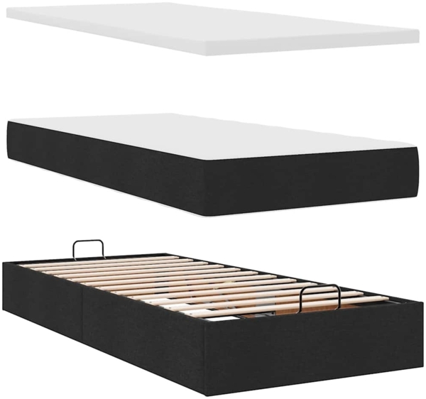 vidaXL Ottoman-Bett mit Matratze Schwarz 90x190 cm Stoff 3313204 Bild 7