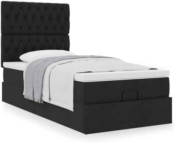 vidaXL Ottoman-Bett mit Matratze Schwarz 90x190 cm Stoff 3313204 Bild 3