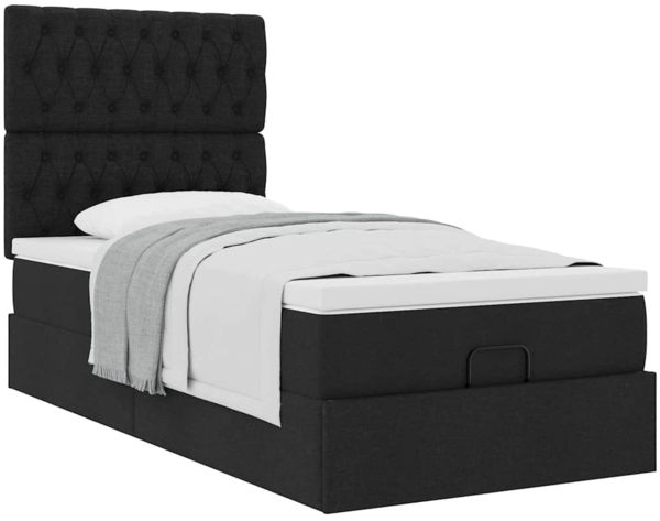 vidaXL Ottoman-Bett mit Matratze Schwarz 90x190 cm Stoff 3313204 Bild 4