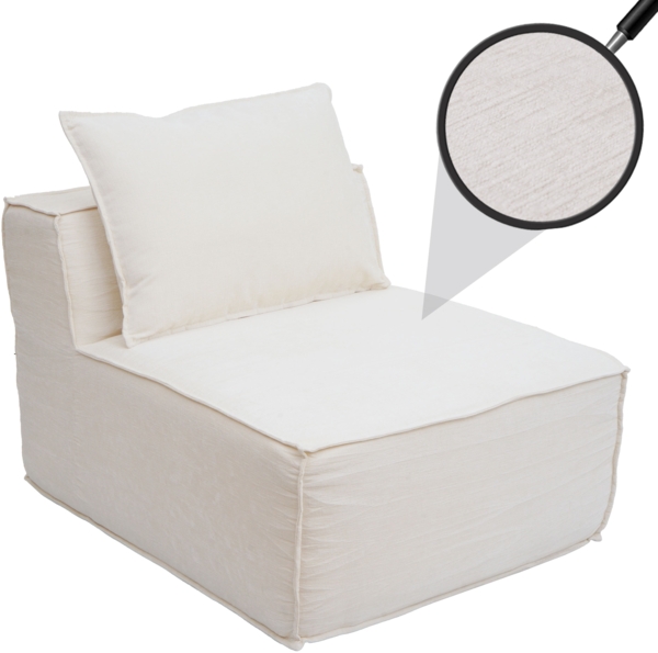 Sessel/Zubehör für Sofa HWC-O54, Loungesessel Polstersessel Mittelteil, Stoff/Textil (300g/m²) 63x75x97cm ~ creme Bild 1