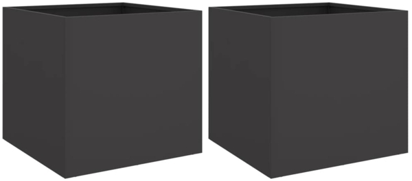 vidaXL Pflanzkübel 2 Stk. Schwarz 42x40x39 cm Stahl 841548