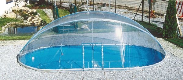 KWAD Poolverdeck Cabrio Dome für ovale Pools mit schmalem Handlauf, in verschiedenen Größen