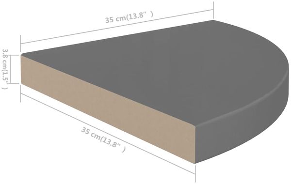 vidaXL Eck-Schweberegale 2 Stk. Hochglanz-Grau 35x35x3,8 cm MDF 323914 Bild 8