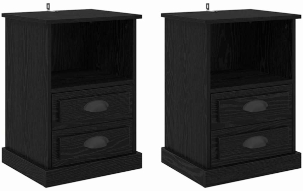 vidaXL Nachttisch 2 pcs Schwarz Eichen-Optik 36 x 43 x 60 cm 881401