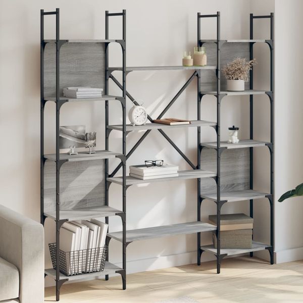 vidaXL Bücherregal Grau Sonoma 155,5x24x166,5 cm Holzwerkstoff 838861