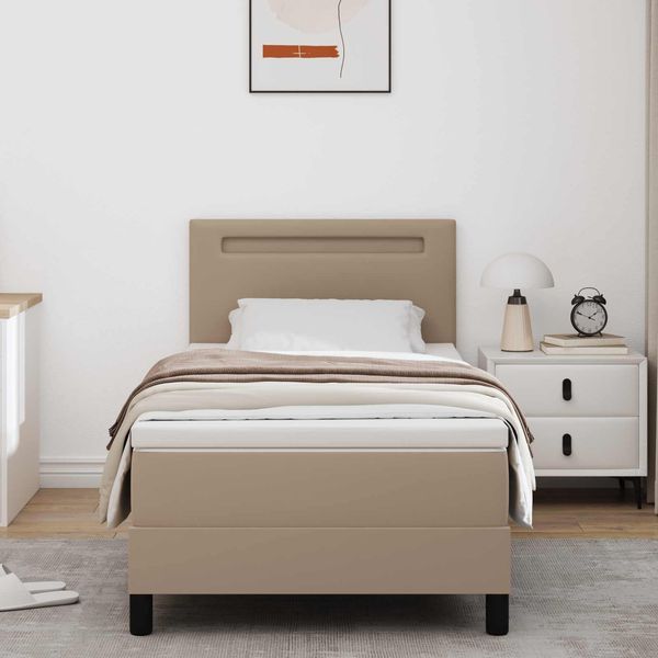 vidaXL Boxspringbett mit Matratze Cappuccino 100 x 200 cm Kunstleder 3339039