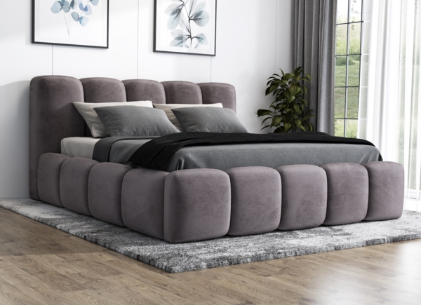 A&J MöbelLand 'Sonic' Polsterbett, Polyester, Grau, 90 x 200, mit Lattenrost, mit Bettkasten Bild 2