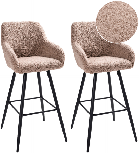 Set mit 2 Barstühlen CASMALIA Bouclé Taupe