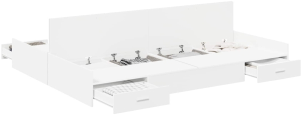 vidaXL Aufbewahrungsbettgestell Weiß 135 x 190 cm Holzwerkstoff 3335317