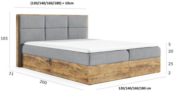 Boxspringbett Schlafzimmerbett BARTEL 180x200cm Stoff Hellgrau inkl. Bettkasten Bild 4