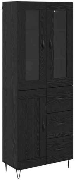 vidaXL Highboard Schwarz Eichen-Optik 69,5 x 34 x 180 cm Holzwerkstoff 3402712