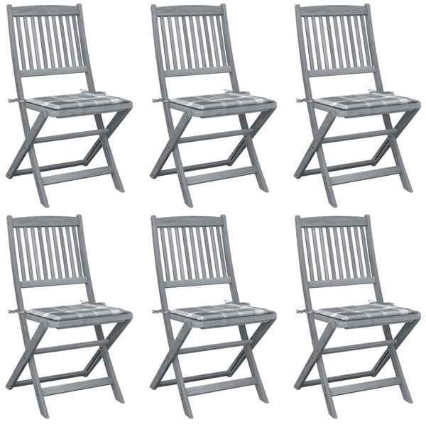 vidaXL Klappbare Gartenstühle 6 Stk. mit Kissen Massivholz Akazie 3065448