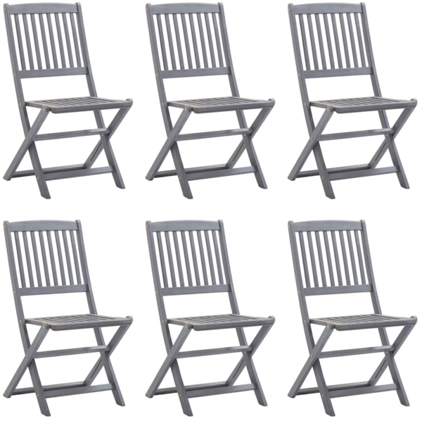 vidaXL Klappbare Gartenstühle 6 Stk. mit Kissen Massivholz Akazie 3065448