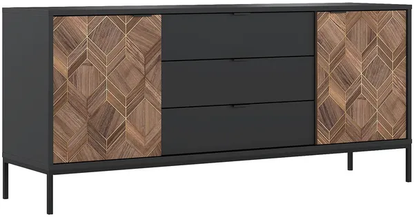 Vente-unique - MIALINE Sideboard Holz, Platte SchwarzBraun - B 49 cm x H 83 cm x L 185 cm Bild 3