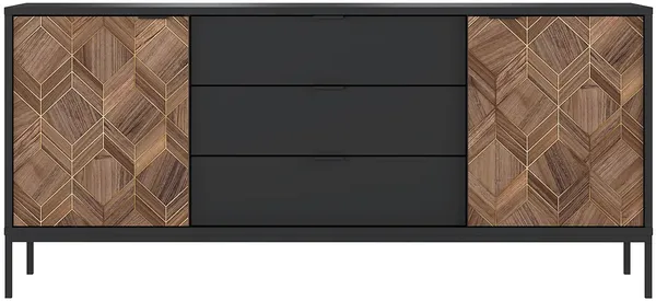 Vente-unique - MIALINE Sideboard Holz, Platte SchwarzBraun - B 49 cm x H 83 cm x L 185 cm Bild 2