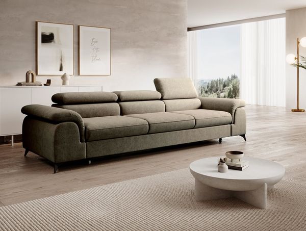 Muffo Sofa Plaza 3, Hohe Metallfüße, Elegante moderne Form, mit Schalffunktion, verstellbaren Kopfstützen