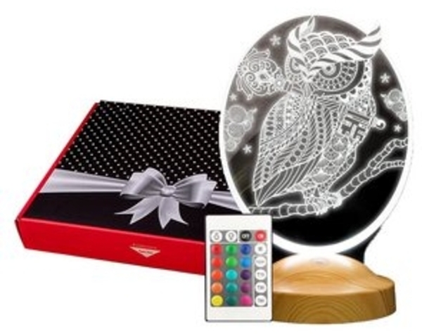 Geschenkelampe LED Nachttischlampe Eule Tier 3D Nachtlicht mit Gravierung Geschenk für Tierliebhaber, Leuchte 7 Farben fest integriert, Eule Fans, Geschenk für Tierfreunde Bild 6