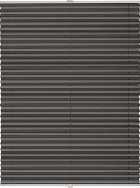 ondeco Plissee Klemmfix auf Maß für alle Fenster innen, ohne Bohren, Montage Klemmträger Sonnenschutz Sichtschutz Rollo Blickdicht - Dunkelgrau - B): 81-90 cm, H): 101-150 cm