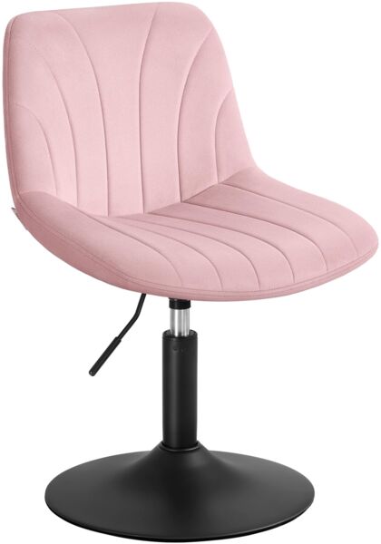 VASAGLE Schminkhocker, Schminkstuhl mit Rückenlehne, höhenverstellbar, um 360° drehbar, für Schlafzimmer, Esszimer, Samt-Bezug, pastellrosa LJB160SA01