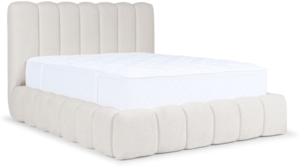 MEBLINI Polsterbett 120x200 mit Lattenrost ohne Matratze - CARLOS - Weiß Milch Boucle - Bubble Bett - Cloud Bett - Marshmallow Bed - Kopfteil Bett mit Stauraum