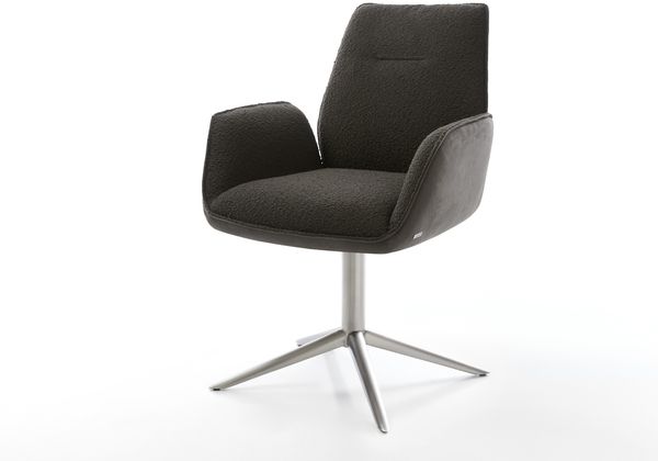 Drehstuhl Zoa-Flex Materialmix Schwarz Fußkreuz Edelstahl 360° drehbar Wippfunktion Taschenfederkern