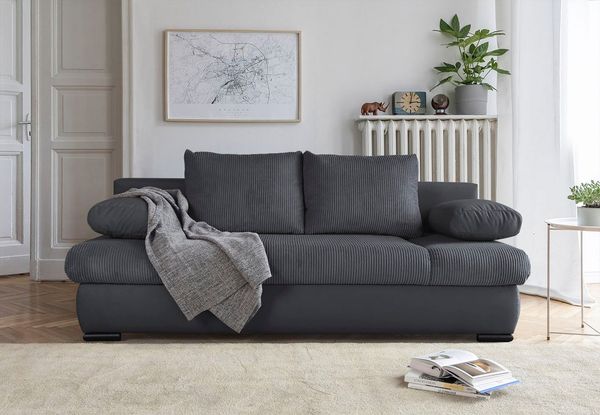COLLECTION AB Schlafsofa Chicago, mit Bettfunktion und Bettkasten, im Cord-Samt Mix