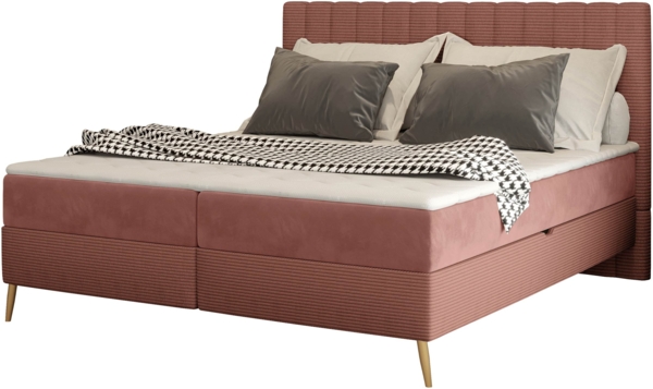Boxspringbett Cersen Cord rosa 160x200 cm