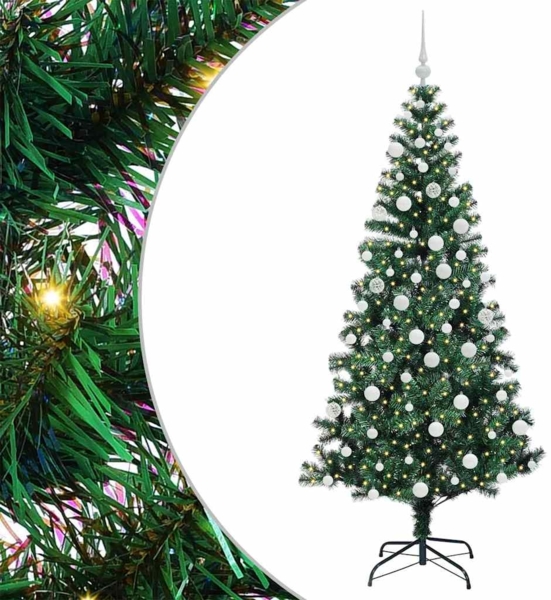 vidaXL Künstlicher vorbeleuchteter Weihnachtsbaum Grün 180 cm 3396765