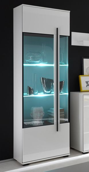 Standvitrine Glasvitrine Cantara mit LED-Beleuchtung 60cm 1-türig weiß