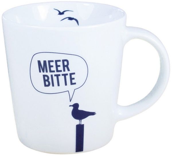 Bow & Hummingbird Becher Großer Porzellanbecher Meer bitte, hochwertiges, spülmaschinen- und kratzfestes Porzellan
