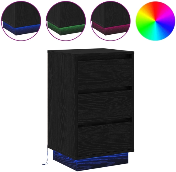 vidaXL Nachttisch Schwarz Eichen-Optik 39 x 34,5 x 65 cm Holzwerkstoff 869627