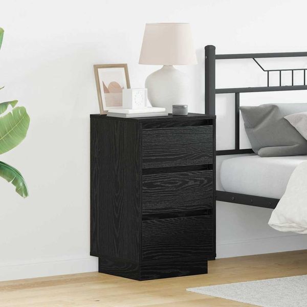 vidaXL Nachttisch Schwarz Eichen-Optik 39 x 34,5 x 65 cm Holzwerkstoff 869627