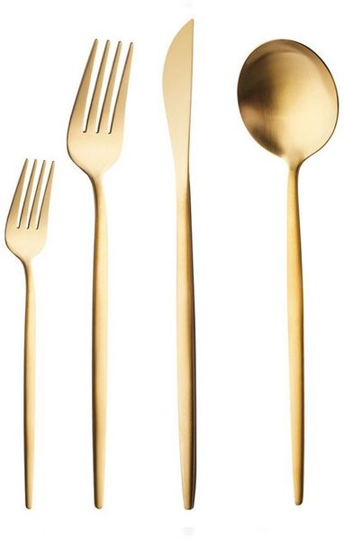Karaca Besteck-Set Bella Besteck-Set 30tlg, 6 Personen, Edelstahl Tafelbesteck,Matte Gold (24-tlg), 6 Personen, 18/10 Edelstahl, bruchfest rostfrei