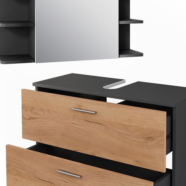 Badmöbel-Set Ilias Goldkraft Eiche/Anthrazit 4 Teile Vicco Bild 5