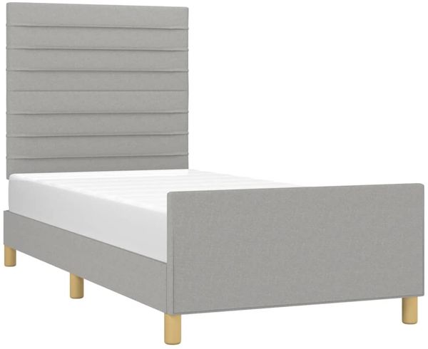 Bettgestell mit Kopfteil Hellgrau 100x200 cm Stoff [3125114] Bild 3