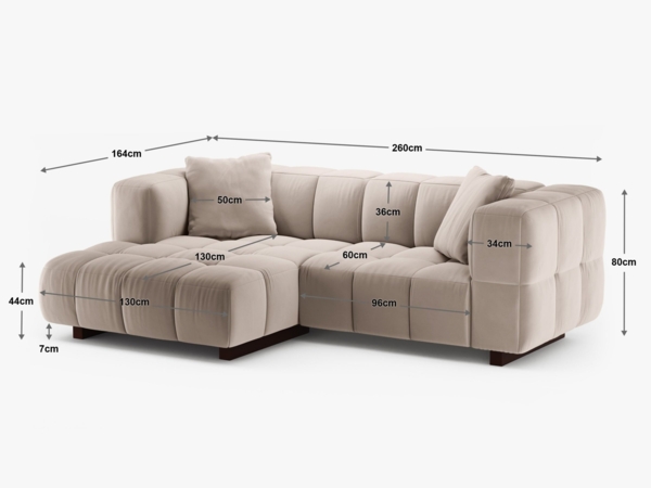 Micadoni Ecksofa Puma 3-Sitzer Rechts Samt Beige Bild 8