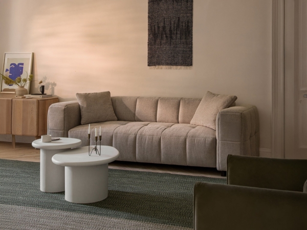 Micadoni Ecksofa Puma 3-Sitzer Rechts Samt Beige Bild 7