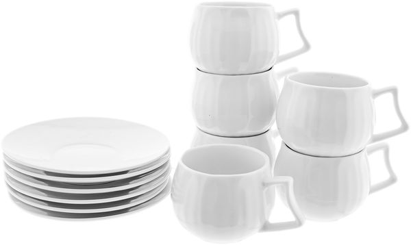 Porzellan-Mokkatassen im Set – zeitlose Eleganz in drei exklusiven Designs Weiß
