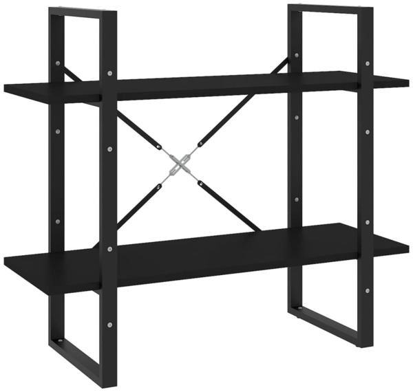 vidaXL Bücherregal 2 Fächer Schwarz 80x30x70 cm Holzwerkstoff 806448