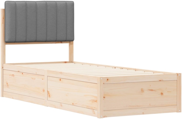 vidaXL Bettgestell mit gepolstertem Kopfteil Hellgrau 75x190 cm 877809 Bild 3