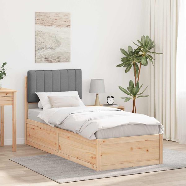 vidaXL Bettgestell mit gepolstertem Kopfteil Hellgrau 75 x 190 cm 877809