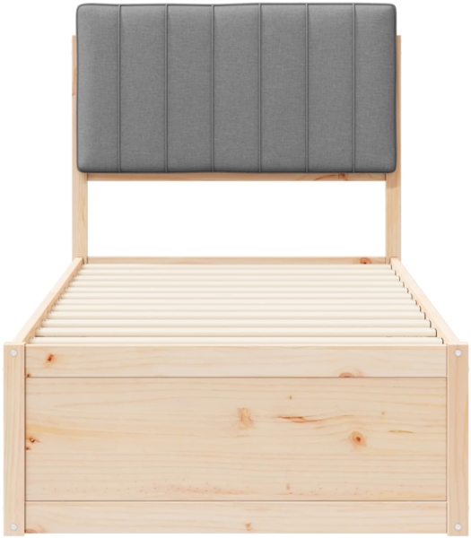 vidaXL Bettgestell mit gepolstertem Kopfteil Hellgrau 75x190 cm 877809 Bild 4