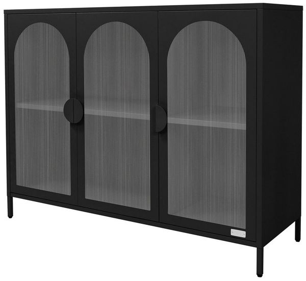 ML-DESIGN Vitrine Buffet Küchenschrank Vitrinenschrank Stahl Standvitrine mit Stauraum Wohnzimmer Sideboard Standschrank Metall Aktenschrank Bücherschrank