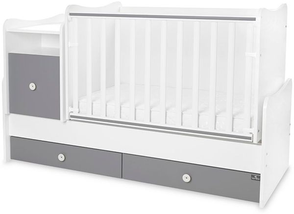 Lorelli Babybett Trend Plus 70x160cm Schreibtisch Kinderbett Schubladen Kommode weiß dunkelgrau