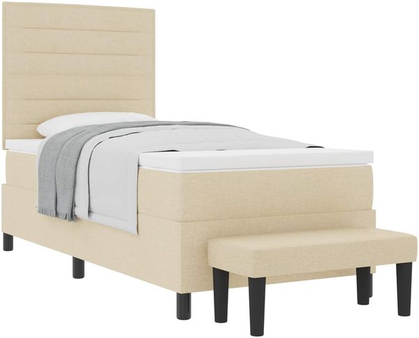 vidaXL Boxspringbett mit Kopfteil Creme 80 x 200 cm Stoff 3343951