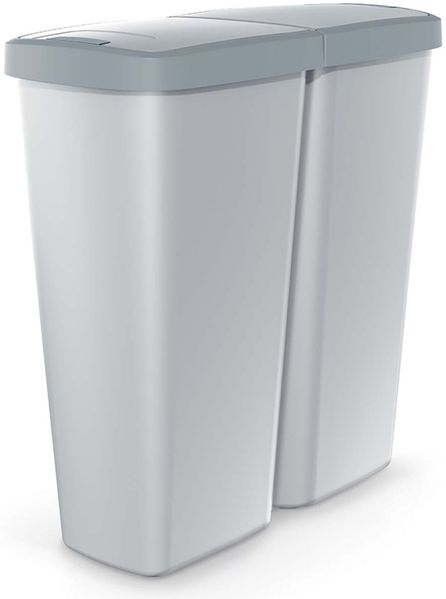 KEDEN® Mülleimer Küche 50L 2 Fächer mit Deckel Grau Anthrazit